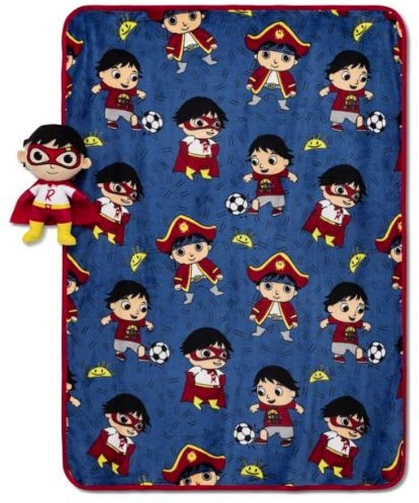 Kids Plush Blanket and Ryan Pillow Set Plush Travel
