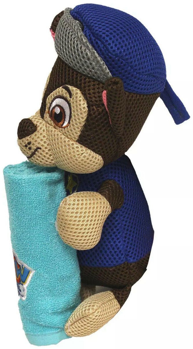 Paw Patrol Chase 2 Piece Kids Bath Set Mesh Hugger & Washcloth