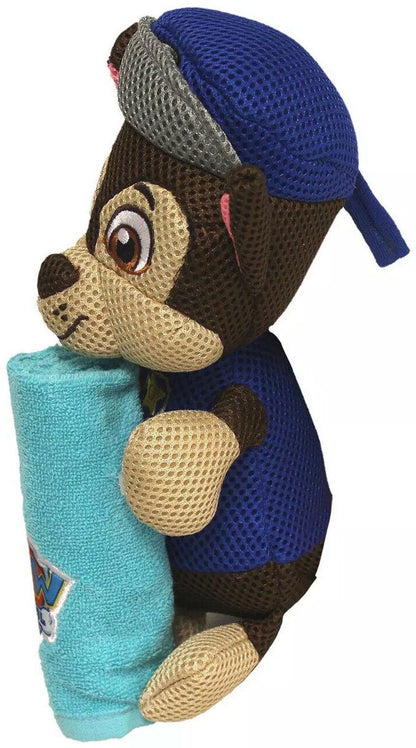 Paw Patrol Chase 2 Piece Kids Bath Set Mesh Hugger & Washcloth
