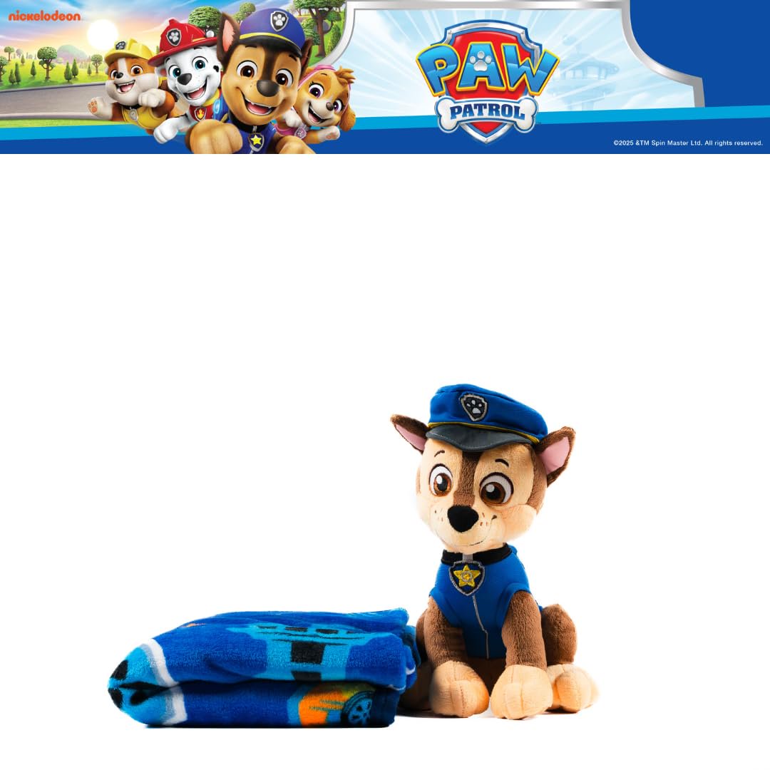 Paw Patrol Chase Kids Plush Cuddle Pillow and Throw 2 Piece Set, 40 in x 50 in