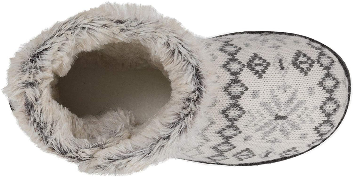 Dearfoams Ladies Sweater Knit Bootie (Medium 7/8, White)