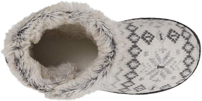 Dearfoams Ladies Sweater Knit Bootie (Medium 7/8, White)