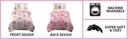 Disney Princess Kids Bedding Twin Comforter & Sheets, 4 Piece Set