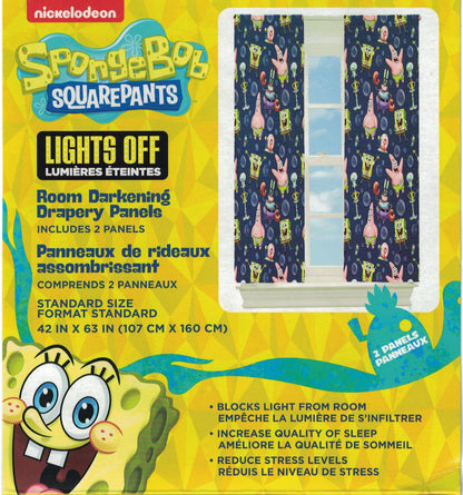 Franco Kids Spongebob Squarepants Room Darkening Window Curtains Drapes Set 84 in x 63 in