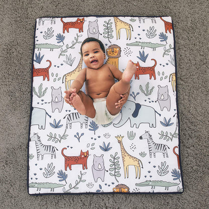 Carter's Safari Party 4 Piece Crib Bedding Set - Comforter, Fitted Sheet, Dust Ruffle & Baby Blanket