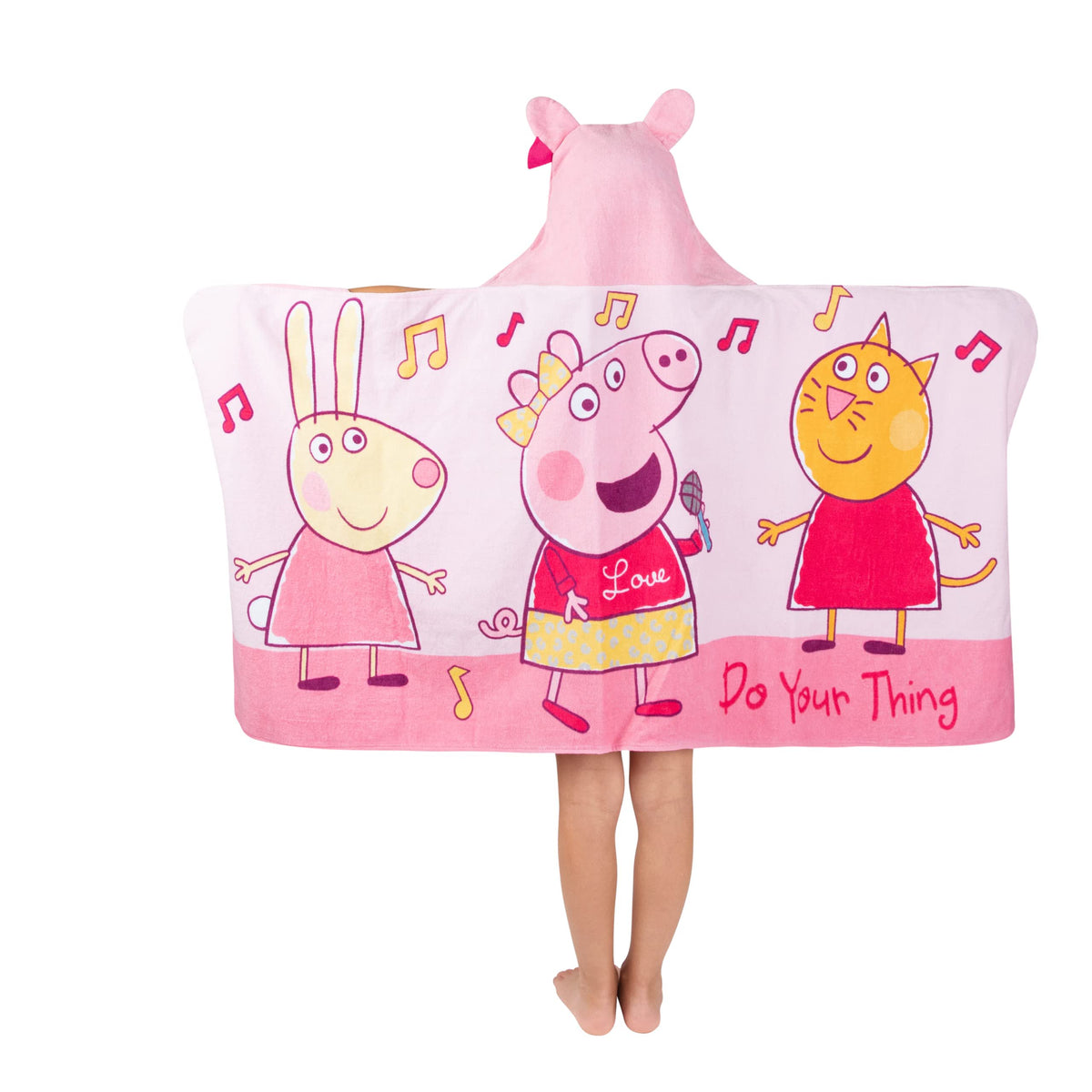 Peppa Pig Kids Bath/Pool/Beach Cotton Terry Hooded Towel Wrap, 24 in x 50 in