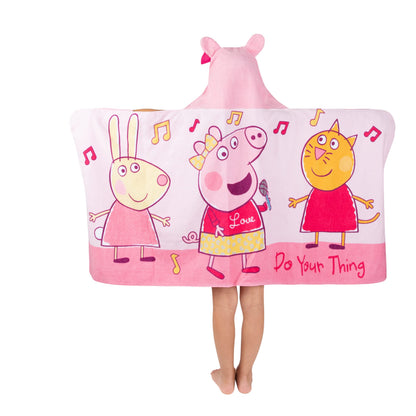 Peppa Pig Kids Bath/Pool/Beach Cotton Terry Hooded Towel Wrap, 24 in x 50 in
