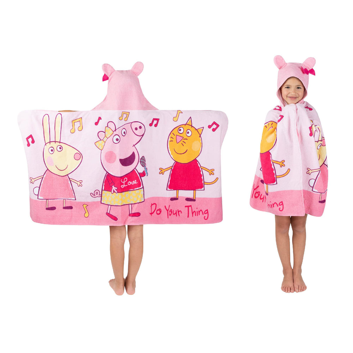 Peppa Pig Kids Bath/Pool/Beach Cotton Terry Hooded Towel Wrap, 24 in x 50 in