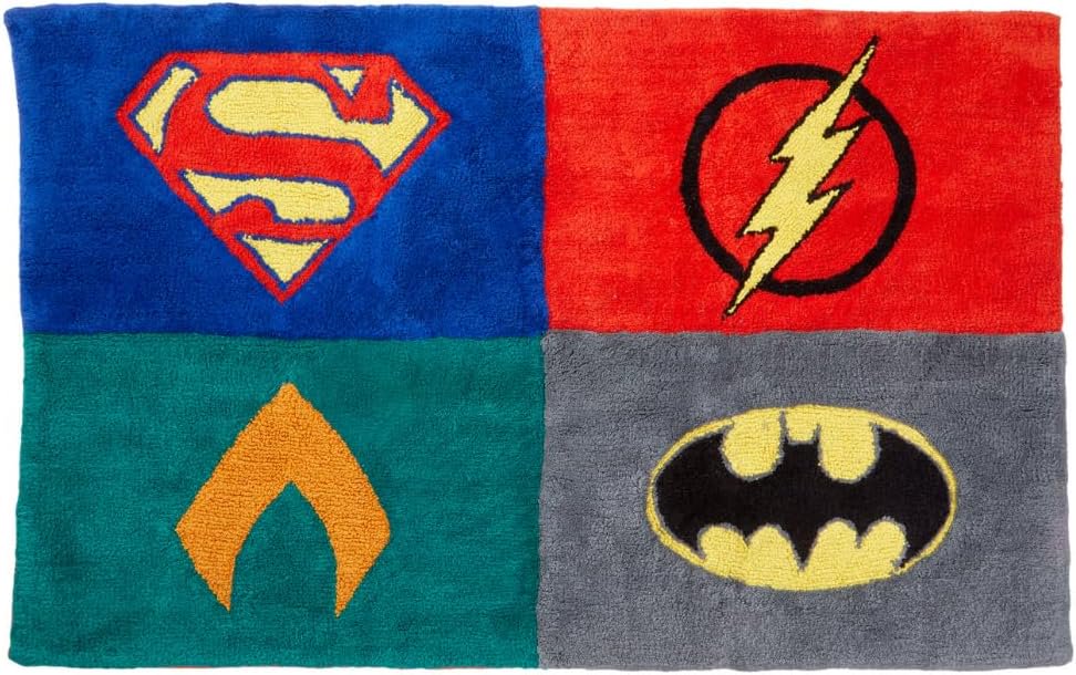 Franco Justice League Kids Room Non Slip Area Rug, 30" x 48" Tufted Cotton