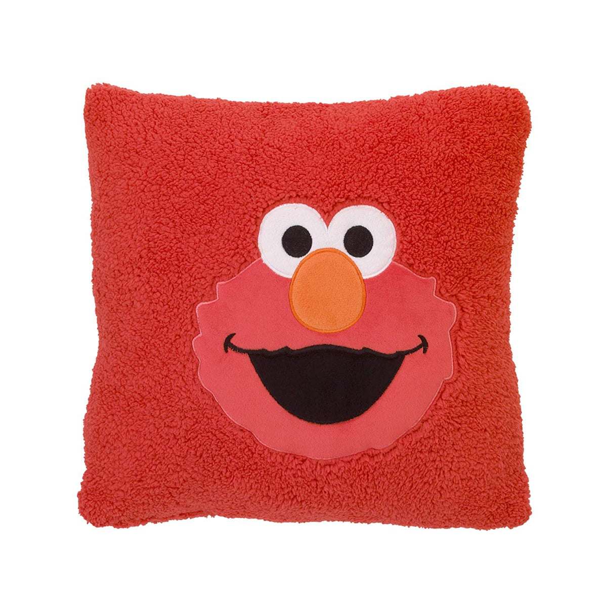 Sesame Street Elmo Red Sherpa Toddler Pillow - 15" x 15"  with Applique, Red/Orange/White/Black