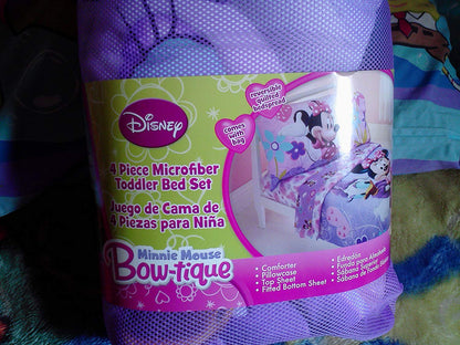 Disney Minnie Mouse 4pc Toddler Bedding Set Bow-tique Lavander