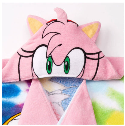 Franco Kids Sonic Amy Girls Bath Hooded Towel, Cotton 24" x 50"