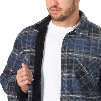 Freedom Foundry Men's Plaid Fleece Jackets Super Plush Sherpa Lined Jacket Shirt