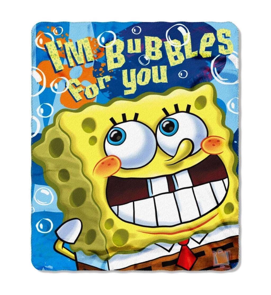 Fleece Throw - Spongebob - Bubble Trouble 50x60" New Blanket