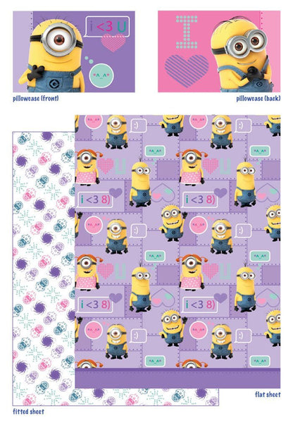 Universal Despicable Me Minions Bed Sheet Set Pink Way 2 Cute Bedding Accessories