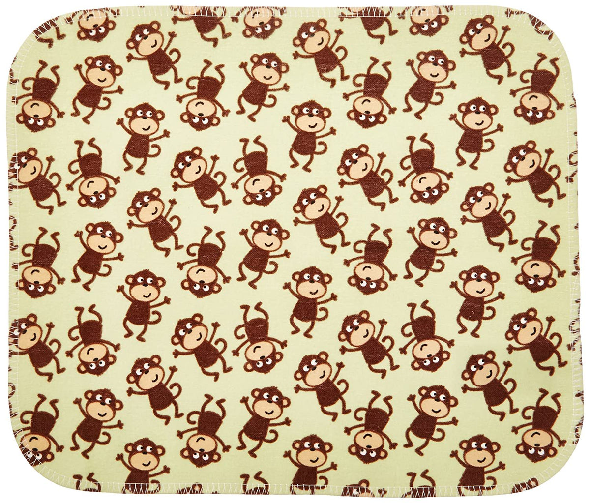 Carter's Keep Me Dry 3 Piece Flannel Baby Lap Pad, Monkey