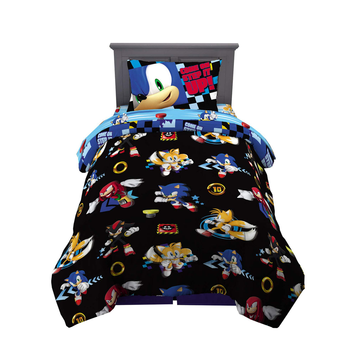 Franco Kids Sonic the Hedgehog 4 Piece Twin Comforter and Sheets Set