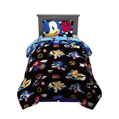 Franco Kids Sonic the Hedgehog 4 Piece Twin Comforter and Sheets Set