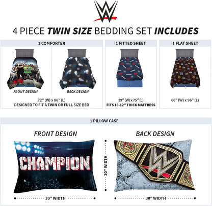 Franco Kids Bedding WWE Armageddon 4 Piece Twin Comforter and Sheet Set