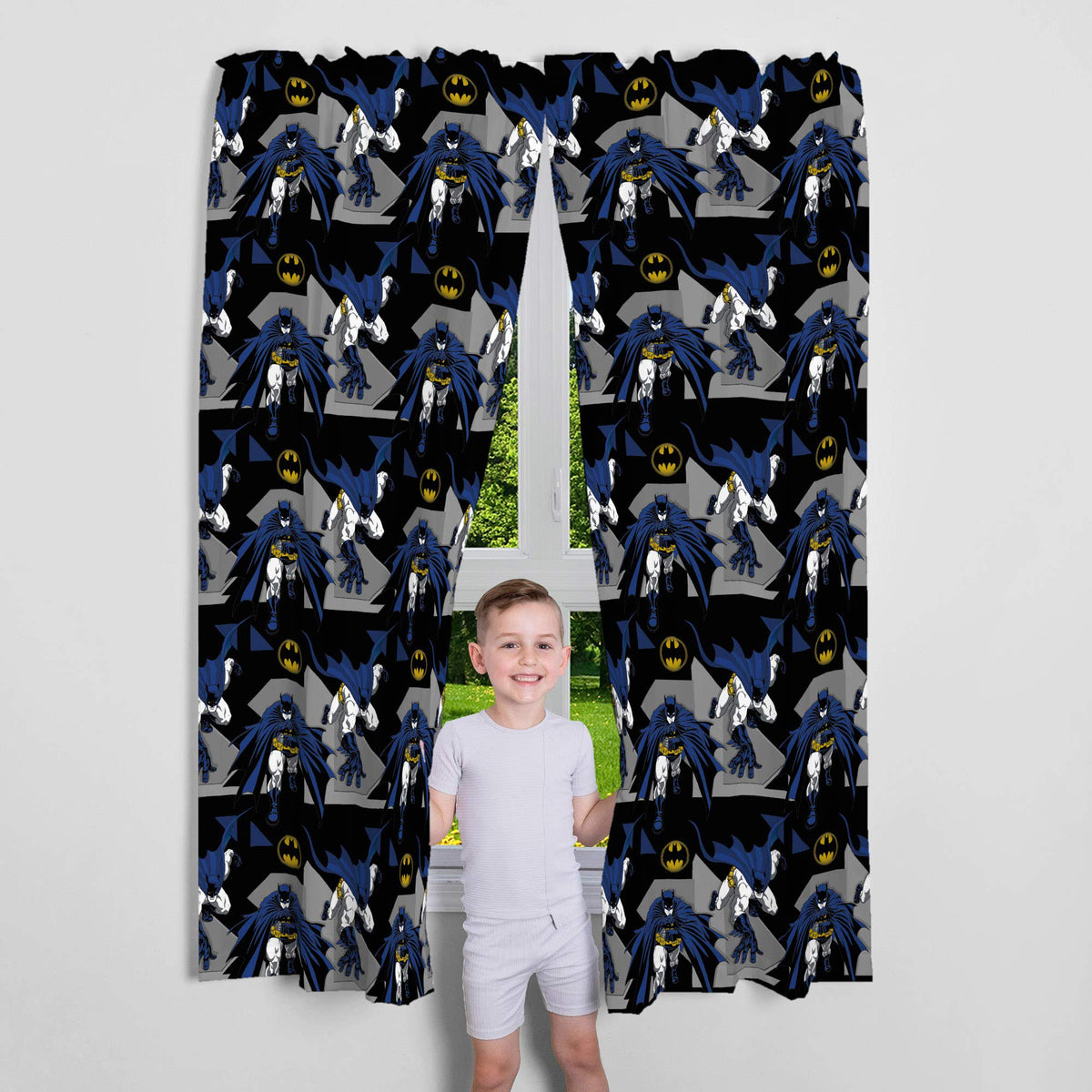 Franco Kids Batman Window Curtains Drapes Set, 82 in x 63 in