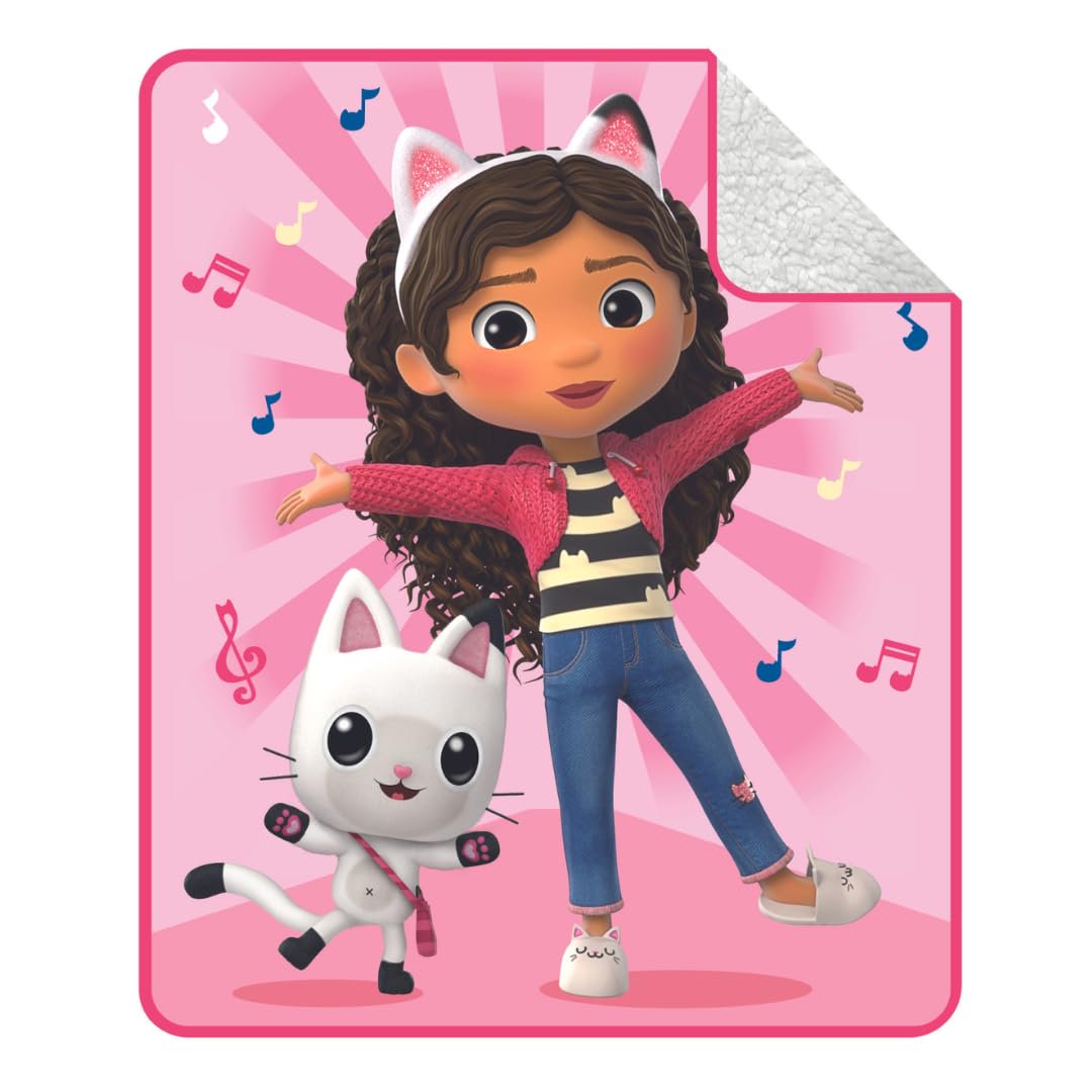Franco Kids Gabby's Dollhouse Soft Plush Sherpa Blanket Throw, 50 in x 60 in