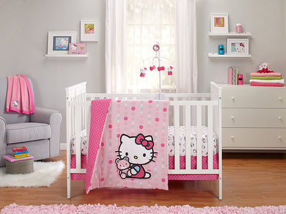 Sanrio Hello Kitty Cute as a Button 2 Piece Sheet Set, Pink/White