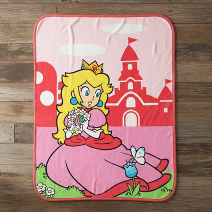 Franco Super Mario Girl Princess Peach Plush Throw Blanket, 46 in x 60 in