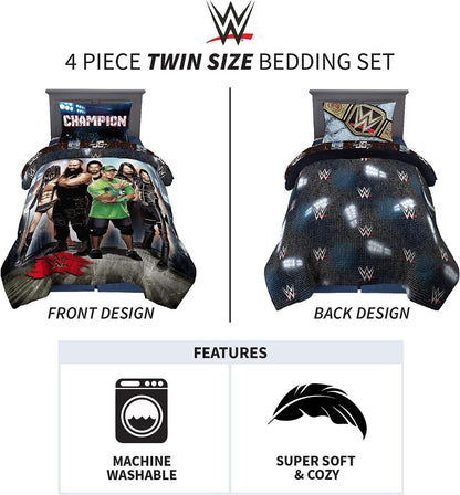 Franco Kids Bedding WWE Armageddon 4 Piece Twin Comforter and Sheet Set