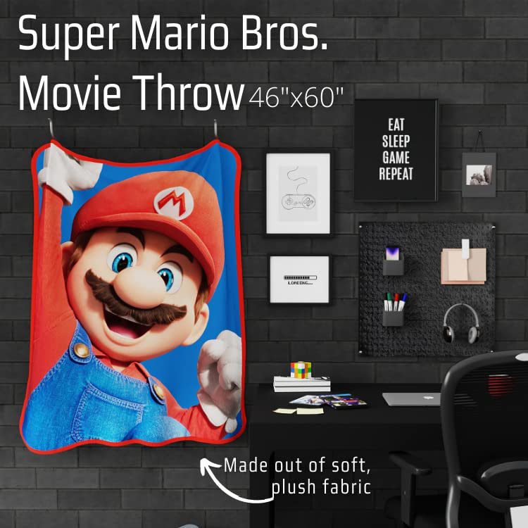 Super Mario Bros. Movie Micro Raschel Throw Blanket, 46 in x 60 in