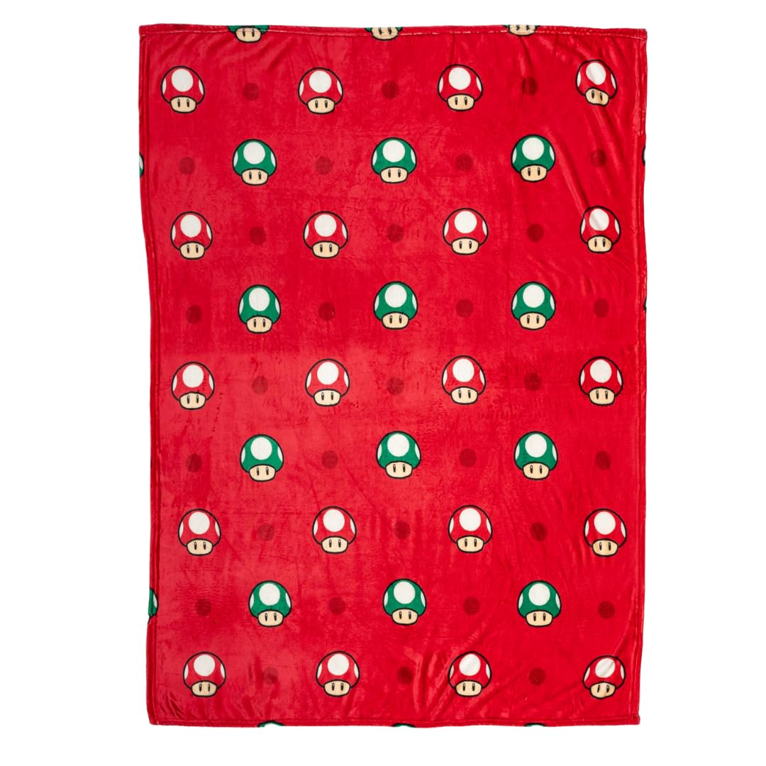 Franco Nintendo Super Mario Gaming Toad Plush Throw Blanket, 46 in x 60 in