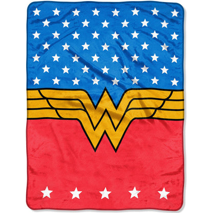 DC Comics DC Wonder Woman 46x60 Plush Throw Blanket, 46Wx60L, Blue, Red, White, Yellow