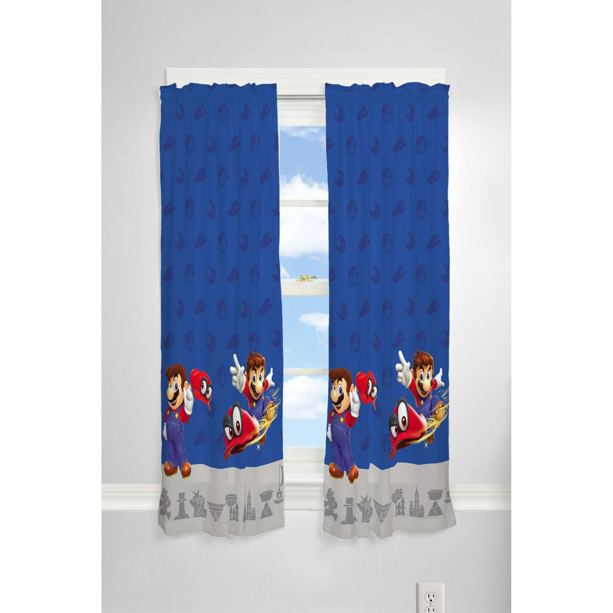 Franco Kids Super Mario Kids Room Window Curtains Drapes Set, 82 in x 63 in