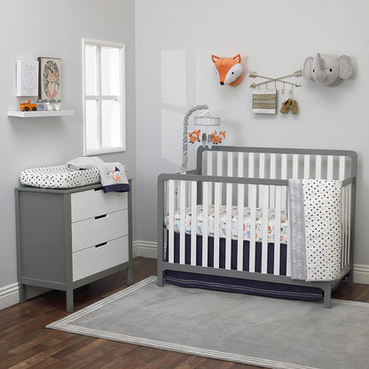 NoJo Aztec Mix & Match 100% Cotton Grey/Fox Fitted Crib Sheet, Navy, Orange, Aqua, Ivory