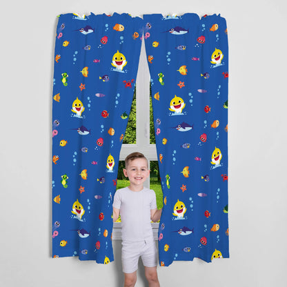 Franco Kids Baby Shark Room Window Curtains Drapes Set, 82 in x 63 in