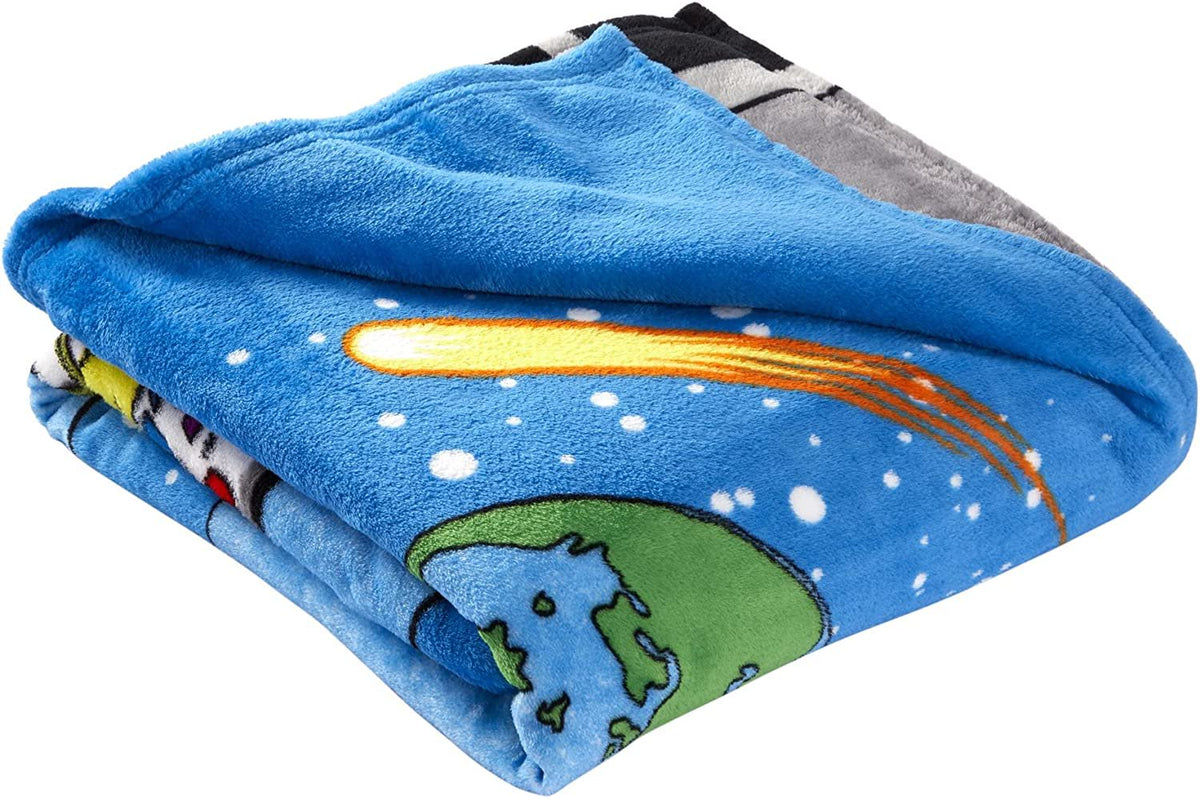 Ryan's World Kids Red Titan Plush Twin/Full Blanket, 62" x 90", Blue, Moon Walk