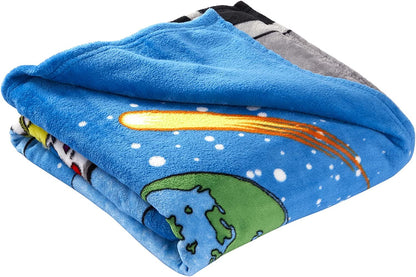 Ryan's World Kids Red Titan Plush Twin/Full Blanket, 62" x 90", Blue, Moon Walk