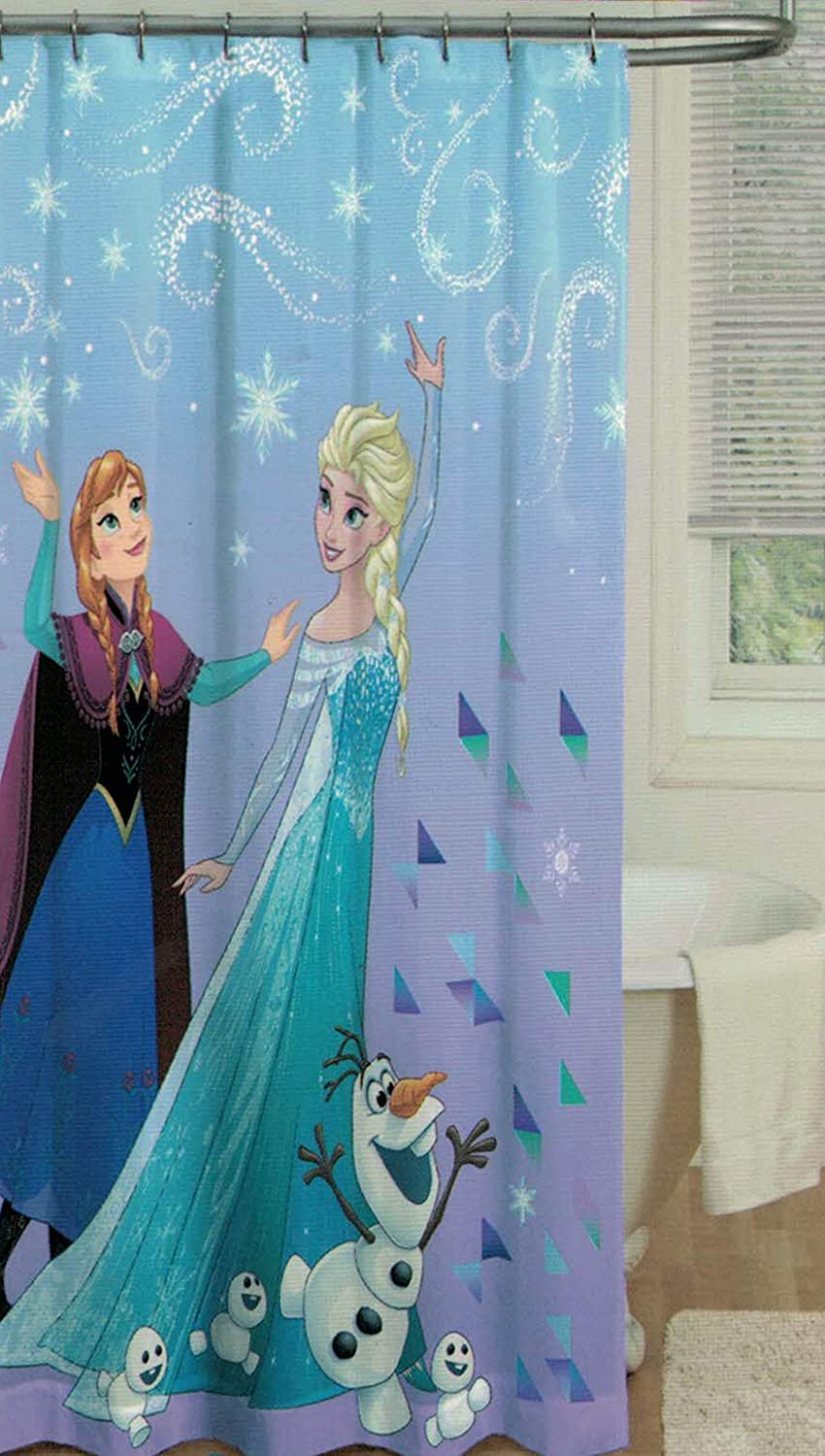 Disney Frozen Fabric Shower Curtain - Featuring Anna, Elsa and Olaf