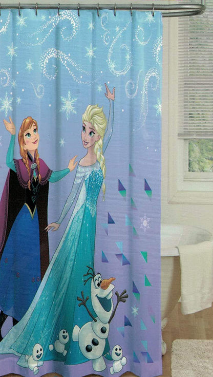 Disney Frozen Fabric Shower Curtain - Featuring Anna, Elsa and Olaf