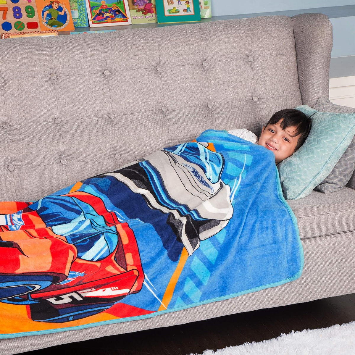 Franco Kids Hot Wheels Micro Raschel Throw Blanket, 46 in x 60 in