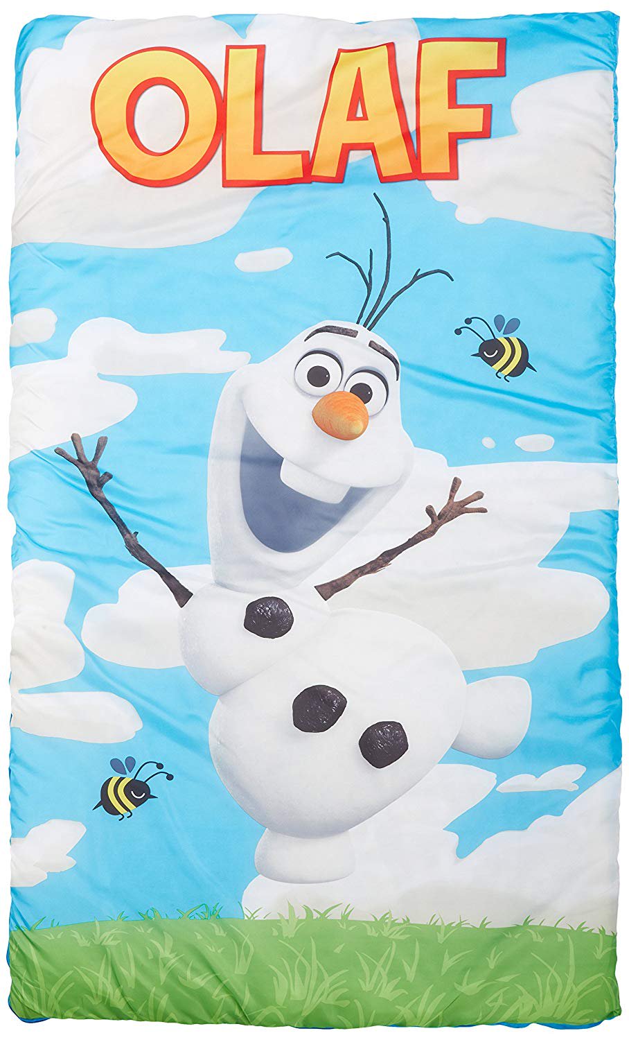 Disney Frozen Olaf Quilted Slumber Bag, Bonus Backpack with Straps, Light Blue/White