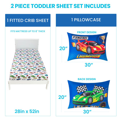 Todays Kids 2-Piece Unicorn Bedding Toddler Sheet Set - Breathable 100% Soft Brushed Microfiber Polyester, Standard Size Crib Sheet Set - Gentle on Delicate Skin - Fitted Toddler Sheets & Pillowcase