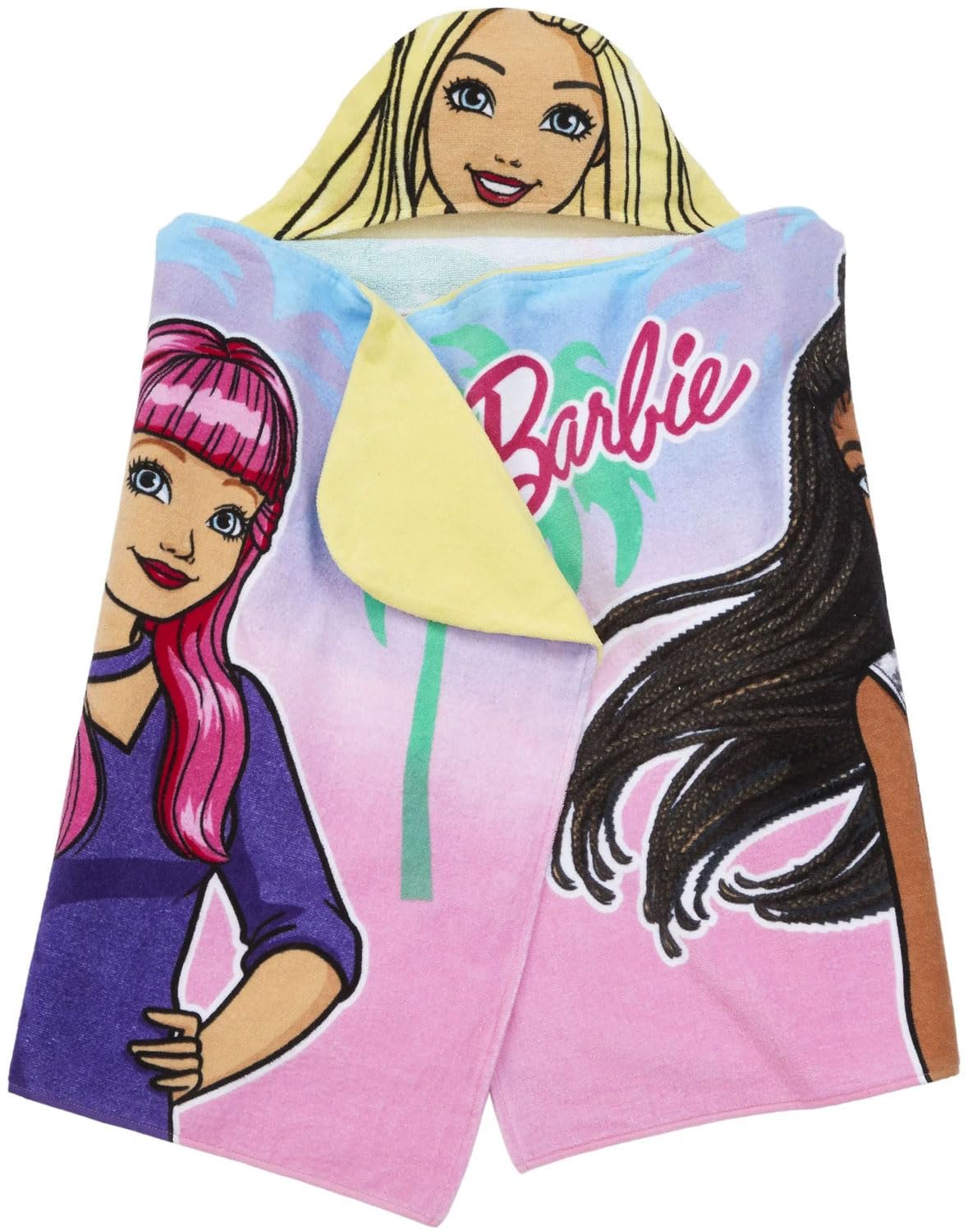 Franco Barbie Kids Hooded Towel, Cotton, Pink, Mattel