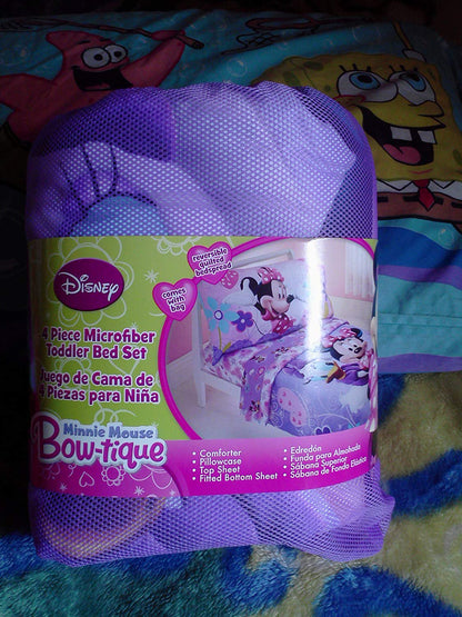 Disney Minnie Mouse 4pc Toddler Bedding Set Bow-tique Lavander