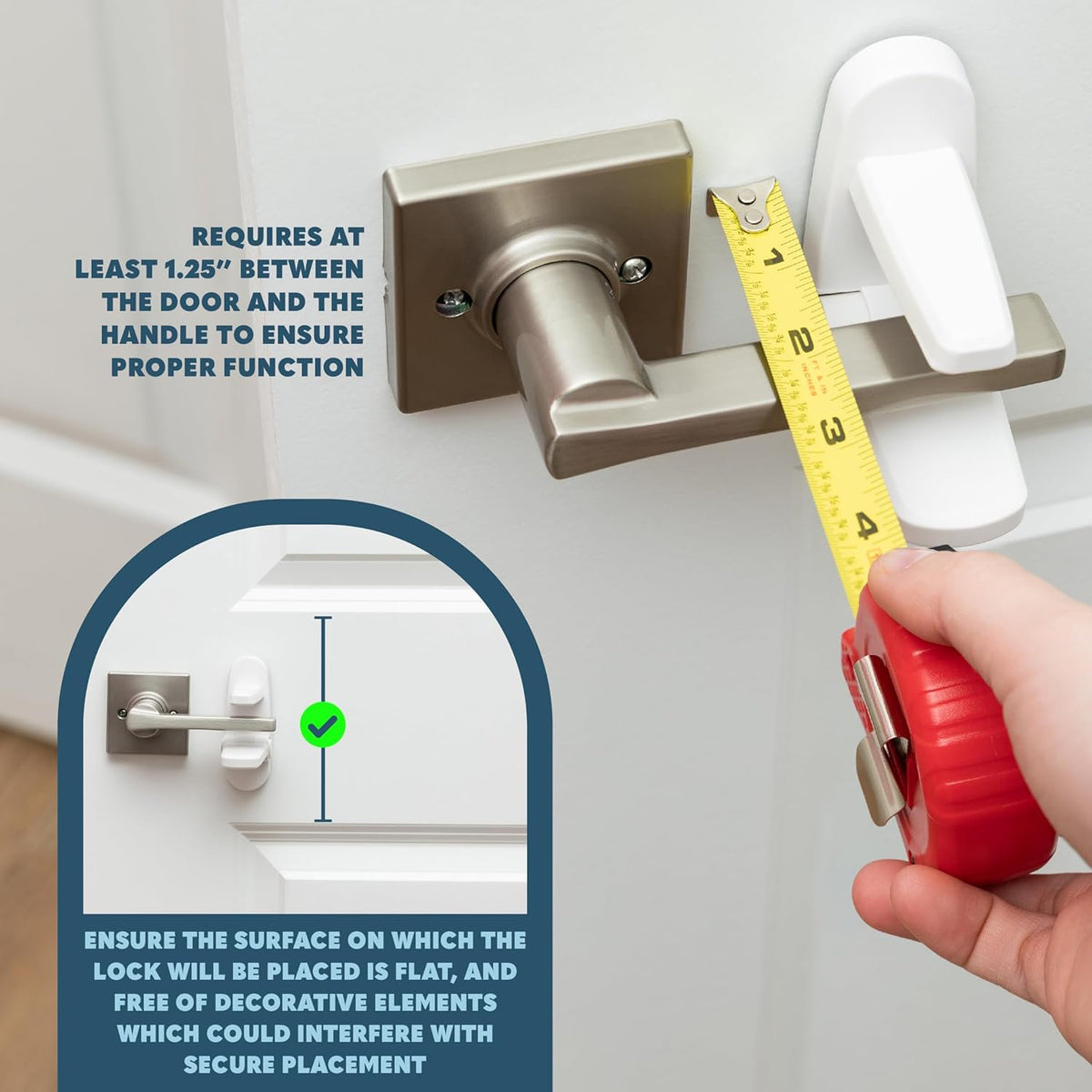 Todays Kids Childproof Door Lever Lock - Easy Install Child Proof Door Lock, Secure 2 Button Design - ABS Material Door Locks for Kids Safety, One Hand Operation Child Safety Locks for Doors