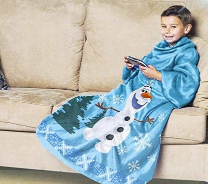 Disney Frozen, Sisters Youth Comfy Throw Blanket with Sleeves, 48" x 48", Multi Color