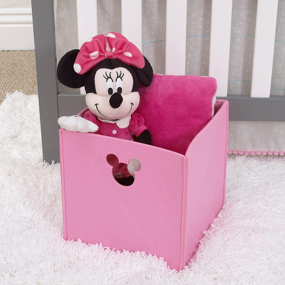 Disney Felt Die Cut Minnie Mouse Storage Bin, Pink - 10" x 10"