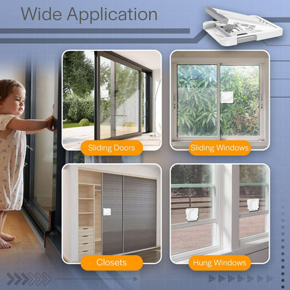 Window & Sliding Glass Door Locks – 4-Pack Child-Proof Window Locks for Security & Safety – 2-Button Unlocking Childproof Window Locks with 3M Adhesive Backing – Sliding Window Locks