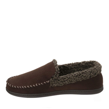 Dearfoams Men's Memory Foam Slipper Microsuede Moc Whipstitch