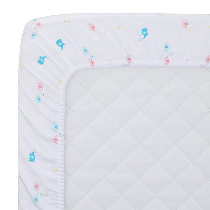 Carter's 100% Cotton Fitted Crib Sheet, Elephant, Pink, Blue, White