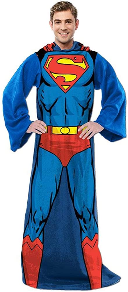 Action Superman Comfy Throw Blanket with Sleeves, Adult-48 x 71 Inches